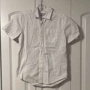The Children's Place White and Blue Dotted Button Down Shirt